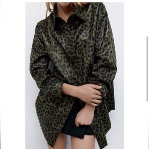 Zara Women's Oversized Leopard Print Shacket